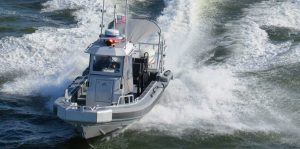 Silver Ships Ambar Series AM 1100 police boat on the ocean